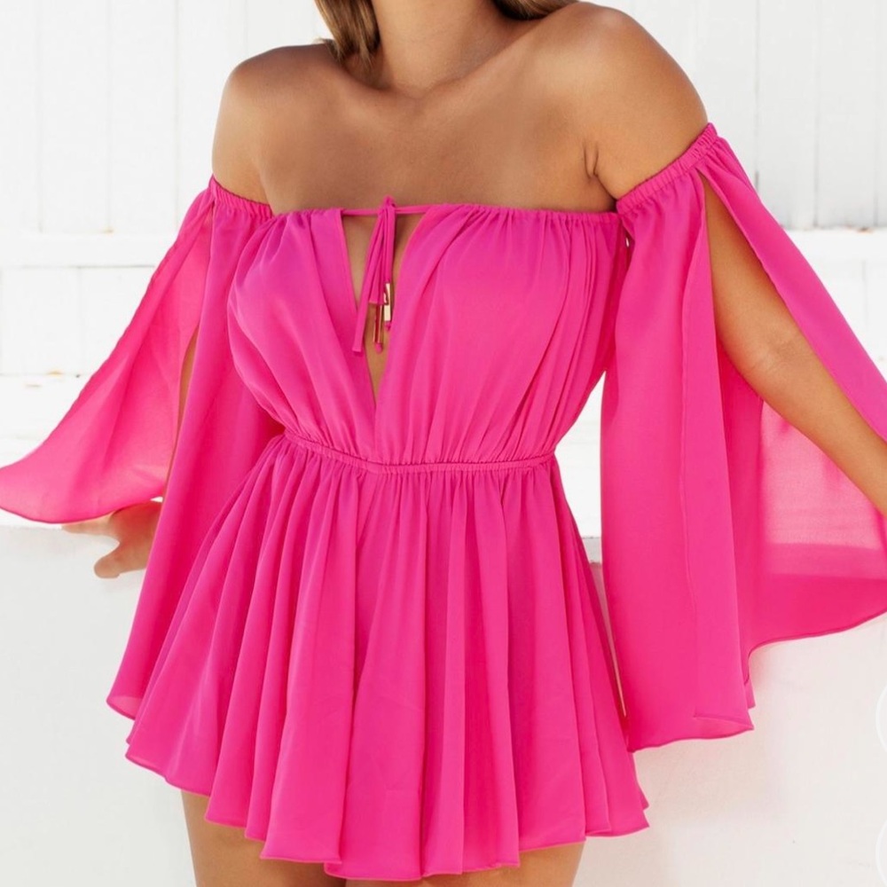 Oh Poly Pink Off-Shoulder Women's Dress - Picture 4 of 6